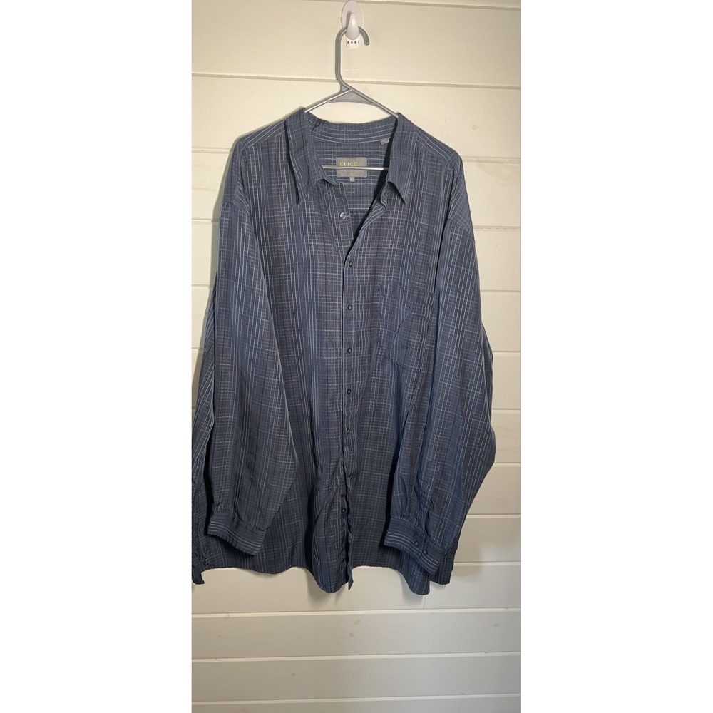 Fuse Men's Button-Up 4 Xlt Blue Single Chest Pocket Shirt Sleeve Casual Button